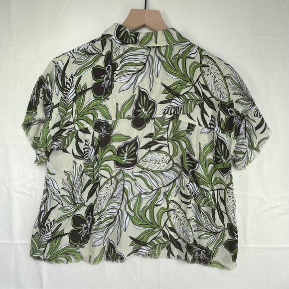 PHILOSOPHY Button Down Womens S Cropped Hawaiian Print Beach Vacation Resort - Picture 4 of 11